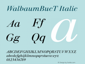 WalbaumBucT Italic Version 001.005 Font Sample