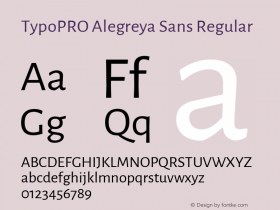 TypoPRO Alegreya Sans Regular Version 1.000;PS 001.000;hotconv 1.0.70;makeotf.lib2.5.58329 DEVELOPMENT图片样张