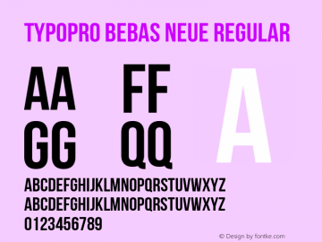 TypoPRO Bebas Neue Regular Version 1.300 Font Sample