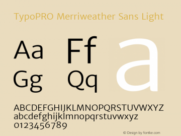 TypoPRO Merriweather Sans Light Version 1.003; ttfautohint (v0.93.8-669f) -l 7 -r 28 -G 0 -x 13 -w 