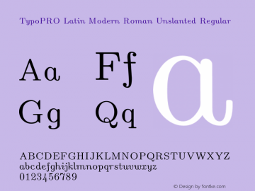 TypoPRO Latin Modern Roman Unslanted Regular Version 2.004;PS 2.004;hotconv 1.0.49;makeotf.lib2.0.14853 Font Sample