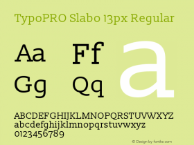 TypoPRO Slabo 13px Regular Version 1.02 Build 005a Font Sample