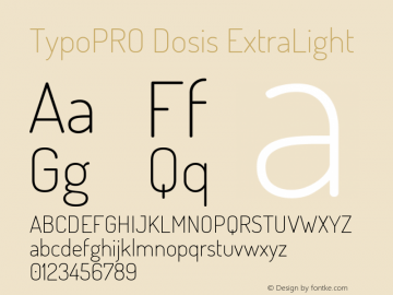 TypoPRO Dosis ExtraLight Version 1.007 Font Sample