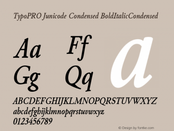 TypoPRO Junicode Condensed BoldItalicCondensed Version 0.6.17 Font Sample