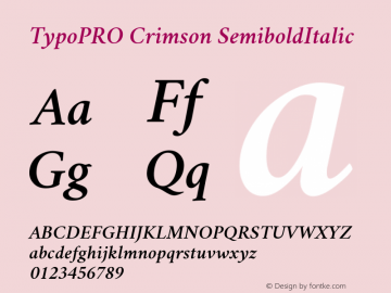 TypoPRO Crimson SemiboldItalic Version 0.8 Font Sample