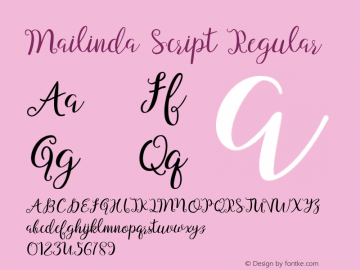 Mailinda Script Regular Version 1.000 Font Sample