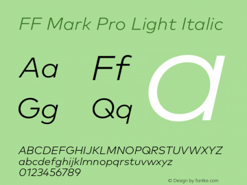 FF Mark Pro Light Italic Version 7.504; 2013; Build 1024图片样张