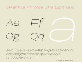 Ukraintica 4F Wide Ultra Light Italic 1.0;com.myfonts.4thfebruary.ukraintica-4f.wide-ultralight-italic.wfkit2.3GgV Font Sample