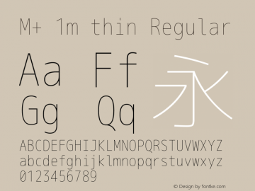 M+ 1m thin Regular Version 1.061 Font Sample