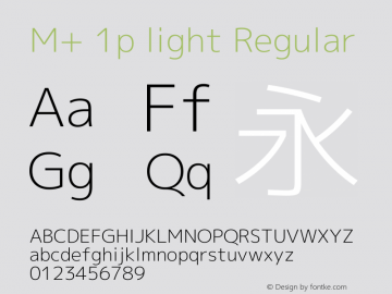 M+ 1p light Regular Version 1.061 Font Sample