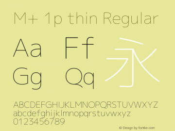 M+ 1p thin Regular Version 1.061 Font Sample