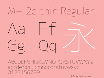 M+ 2c thin Regular Version 1.061 Font Sample