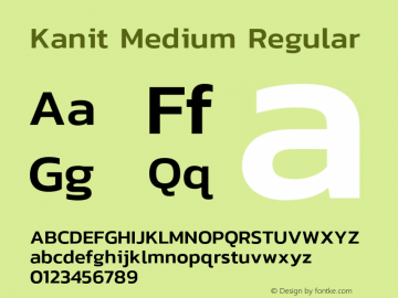 Kanit Medium Regular Version 1.000;PS 001.000;hotconv 1.0.88;makeotf.lib2.5.64775 Font Sample