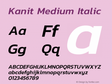 Kanit Medium Italic Version 1.000 Font Sample
