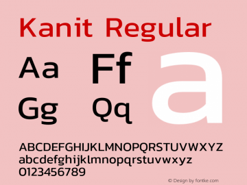 Kanit Regular Version 1.000;PS 001.000;hotconv 1.0.88;makeotf.lib2.5.64775 Font Sample