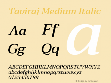 Taviraj Medium Italic Version 1.000 Font Sample