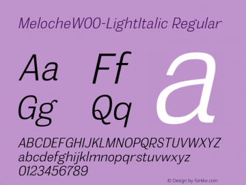 MelocheW00-LightItalic Regular Version 2.00 Font Sample
