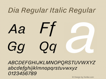 Dia Regular Italic Regular Version 1.002图片样张