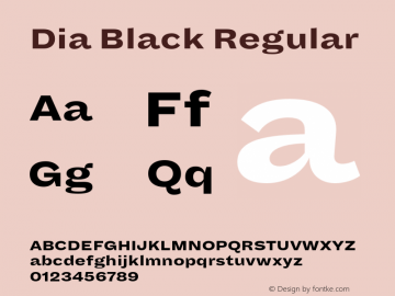 Dia Black Regular Version 1.002 Font Sample