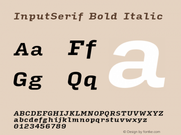 InputSerif Bold Italic Version 0.000;PS 0.0;hotconv 1.0.72;makeotf.lib2.5.5900 Font Sample