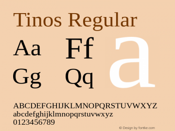 Tinos Regular Version 1.32 Font Sample