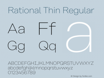 Rational Thin Regular Version 1.000;PS 001.000;hotconv 1.0.88;makeotf.lib2.5.64775图片样张
