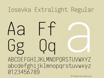Iosevka Extralight Regular 1.8.4; ttfautohint (v1.5)图片样张