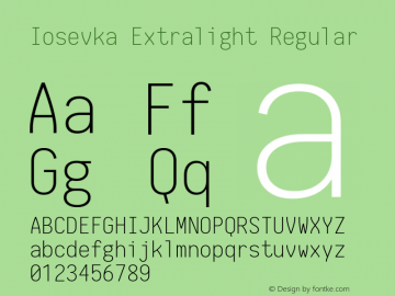 Iosevka Extralight Regular 1.8.4; ttfautohint (v1.5)图片样张