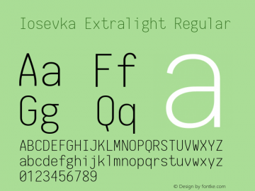 Iosevka Extralight Regular 1.8.4; ttfautohint (v1.5) Font Sample