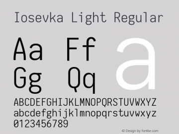 Iosevka Light Regular 1.8.4; ttfautohint (v1.5) Font Sample