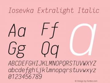 Iosevka Extralight Italic 1.8.4; ttfautohint (v1.5)图片样张