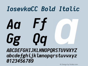 IosevkaCC Bold Italic 1.8.4; ttfautohint (v1.5) Font Sample