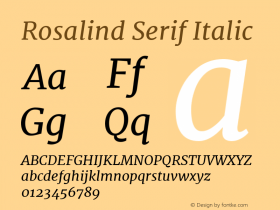 Rosalind Serif Italic Version 1.584;PS 001.584;hotconv 1.0.70;makeotf.lib2.5.58329 Font Sample