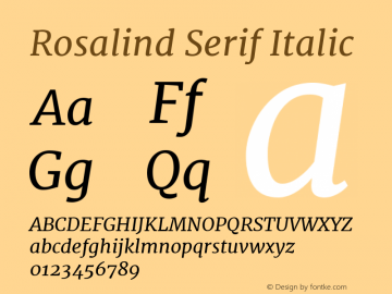 Rosalind Serif Italic Version 1.584;PS 001.584;hotconv 1.0.70;makeotf.lib2.5.58329图片样张
