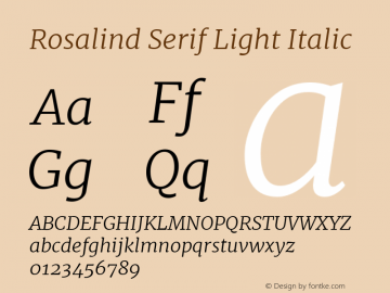 Rosalind Serif Light Italic Version 1.584;PS 001.584;hotconv 1.0.70;makeotf.lib2.5.58329图片样张
