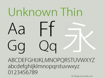 Unknown Thin Version 1.0 Font Sample