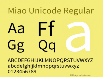 Miao Unicode Regular 0.6 (Beta) Font Sample