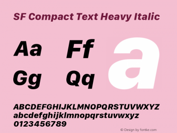 SF Compact Text Heavy Italic 11.0d10e2 Font Sample