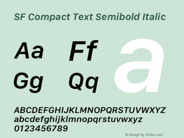 SF Compact Text Semibold Italic 11.0d10e2 Font Sample