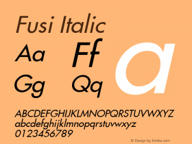 Fusi Italic Altsys Fontographer 4.1 11/4/95 Font Sample