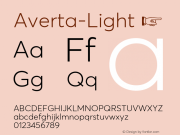 Averta-Light ☞ Version 1.002;PS 001.002;hotconv 1.0.70;makeotf.lib2.5.58329;com.myfonts.easy.intelligent-foundry.averta .light.wfkit2.version.4qmz Font Sample