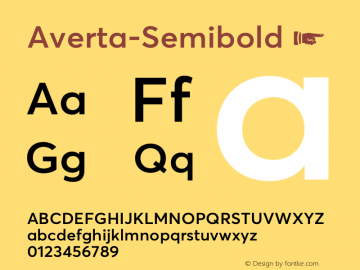 Averta-Semibold ☞ Version 1.002;PS 001.002;hotconv 1.0.70;makeotf.lib2.5.58329;com.myfonts.easy.intelligent-foundry.averta .semibold.wfkit2.version.4qmw Font Sample