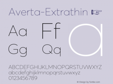Averta-Extrathin ☞ Version 1.002;PS 001.002;hotconv 1.0.70;makeotf.lib2.5.58329;com.myfonts.easy.intelligent-foundry.averta .extrathin.wfkit2.version.4qmB Font Sample