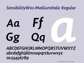 SensibilityW01-MediumItalic Regular Version 1.00 Font Sample