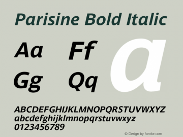 Parisine Bold Italic 001.000 Font Sample