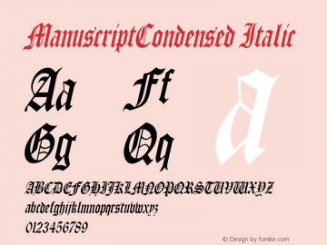 ManuscriptCondensed Italic Rev. 003.000图片样张