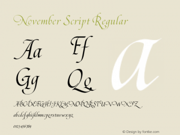 November Script Regular 1.000 Font Sample