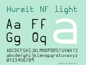 Hurmit NF light Version 1.21;Nerd Fonts 0.7. Font Sample