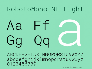 RobotoMono NF Light Version 2.000986; 2015; ttfautohint (v1.3)图片样张