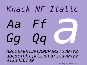 Knack NF Italic Version 2.019; ttfautohint (v1.4.1) -l 4 -r 80 -G 350 -x 0 -H 145 -D latn -f latn -w G -W -t -X 